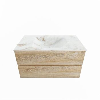 corian waschtisch set vica dlux 90 cm marmor optik becken mittig Frappe VDX90Was2LM0Fra