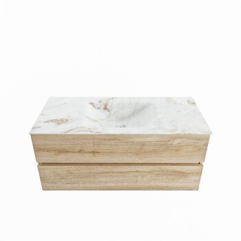 corian waschtisch set vica dlux 110 cm marmor optik becken mittig Frappe VDX110Was2LM1Fra