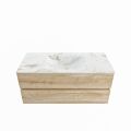 corian waschtisch set vica dlux 110 cm marmor optik becken mittig Frappe VDX110Was2LM1Fra