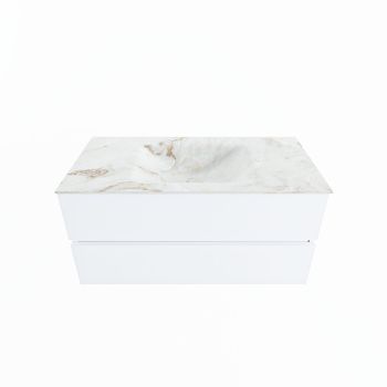 corian waschtisch set vica dlux 100 cm marmor optik becken mittig Frappe VDX100Tal2LM0Fra
