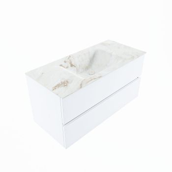 corian waschtisch set vica dlux 100 cm marmor optik becken mittig Frappe VDX100Tal2LM0Fra
