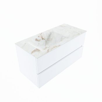corian waschtisch set vica dlux 100 cm marmor optik becken links Frappe VDX100Tal2LL0Fra