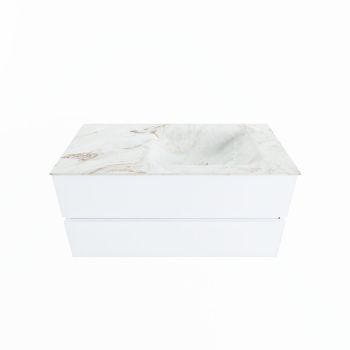 corian waschtisch set vica dlux 100 cm marmor optik becken rechts Frappe VDX100Tal2LR0Fra