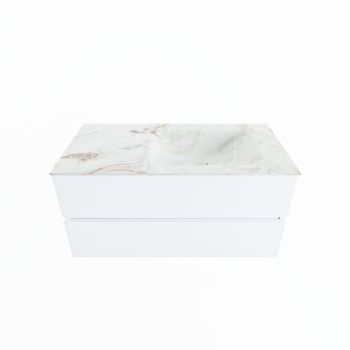 corian waschtisch set vica dlux 100 cm marmor optik becken rechts Frappe VDX100Tal2LR1Fra