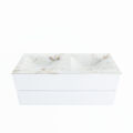 corian waschtisch set vica dlux 120 cm marmor optik doppelbecken Frappe VDX120Tal2LD2Fra