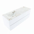 corian waschtisch set vica dlux 130 cm marmor optik becken links Frappe VDX130Tal2LL1Fra