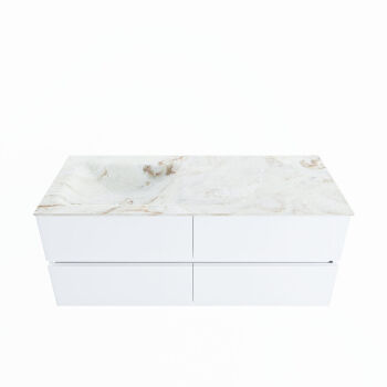 corian waschtisch set vica dlux 120 cm marmor optik becken links Frappe VDX120Tal4LL1Fra