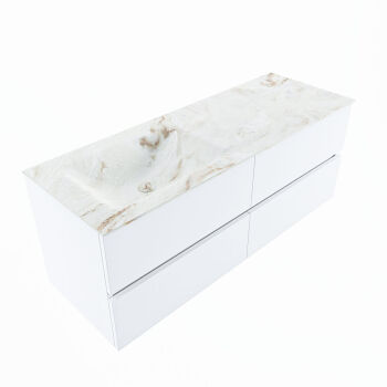 corian waschtisch set vica dlux 130 cm marmor optik becken links Frappe VDX130Tal4LL0Fra