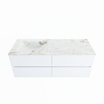 corian waschtisch set vica dlux 130 cm marmor optik becken links Frappe VDX130Tal4LL1Fra