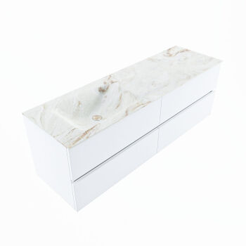 corian waschtisch set vica dlux 150 cm marmor optik becken links Frappe VDX150Tal4LL0Fra