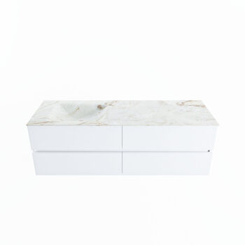 corian waschtisch set vica dlux 150 cm marmor optik becken links Frappe VDX150Tal4LL1Fra