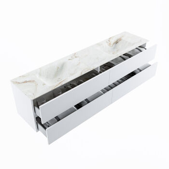corian waschtisch set vica dlux 200 cm marmor optik doppelbecken Frappe VDX200Tal4LD0Fra