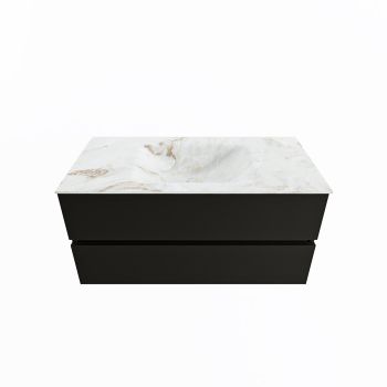 corian waschtisch set vica dlux 100 cm marmor optik becken mittig Frappe VDX100Urb2LM0Fra