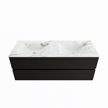 corian waschtisch set vica dlux 130 cm marmor optik doppelbecken Frappe VDX130Urb2LD0Fra