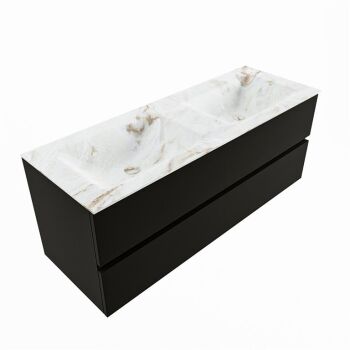 corian waschtisch set vica dlux 130 cm marmor optik doppelbecken Frappe VDX130Urb2LD2Fra