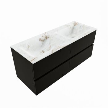 corian waschtisch set vica dlux 120 cm marmor optik doppelbecken Frappe VDX120Urb4LD0Fra