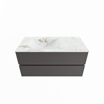 corian waschtisch set vica dlux 100 cm marmor optik becken links Frappe VDX100Dar2LL0Fra