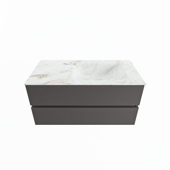 corian waschtisch set vica dlux 100 cm marmor optik becken rechts Frappe VDX100Dar2LR0Fra