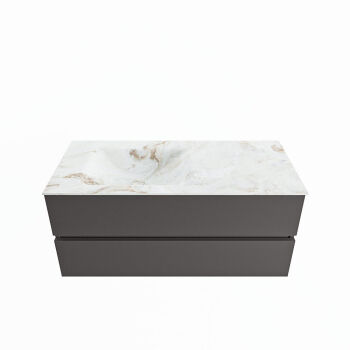 corian waschtisch set vica dlux 110 cm marmor optik becken links Frappe VDX110Dar2LL0Fra