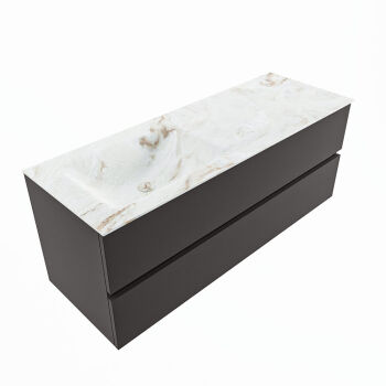 corian waschtisch set vica dlux 130 cm marmor optik becken links Frappe VDX130Dar2LL0Fra
