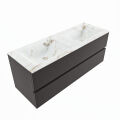 corian waschtisch set vica dlux 130 cm marmor optik doppelbecken Frappe VDX130Dar2LD0Fra