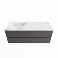 corian waschtisch set vica dlux 130 cm marmor optik becken links Frappe VDX130Dar2LL1Fra