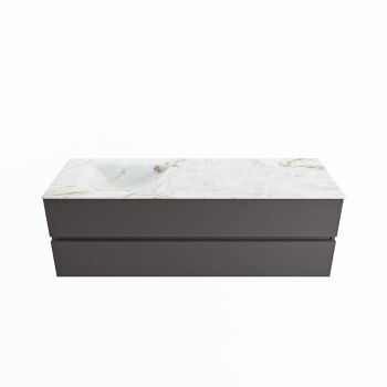corian waschtisch set vica dlux 150 cm marmor optik becken links Frappe VDX150Dar2LL1Fra