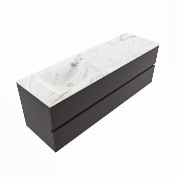 corian waschtisch set vica dlux 150 cm marmor optik becken links Frappe VDX150Dar2LL1Fra