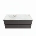 corian waschtisch set vica dlux 120 cm marmor optik becken links Frappe VDX120Dar4LL0Fra