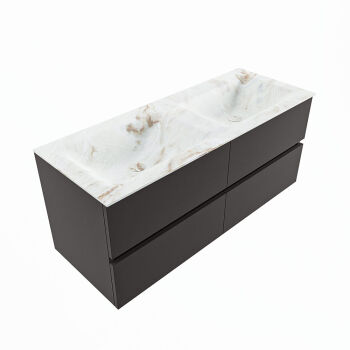 corian waschtisch set vica dlux 120 cm marmor optik doppelbecken Frappe VDX120Dar4LD0Fra