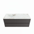 corian waschtisch set vica dlux 120 cm marmor optik becken links Frappe VDX120Dar4LL1Fra