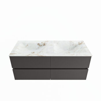 corian waschtisch set vica dlux 120 cm marmor optik doppelbecken Frappe VDX120Dar4LD2Fra