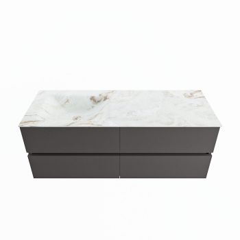 corian waschtisch set vica dlux 130 cm marmor optik becken links Frappe VDX130Dar4LL0Fra