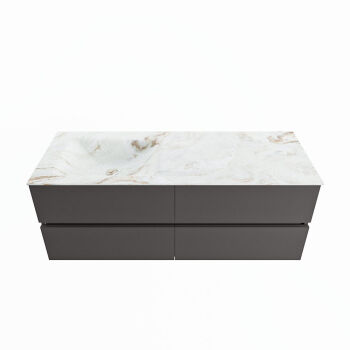corian waschtisch set vica dlux 130 cm marmor optik becken links Frappe VDX130Dar4LL1Fra