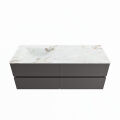 corian waschtisch set vica dlux 130 cm marmor optik becken links Frappe VDX130Dar4LL1Fra