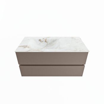 corian waschtisch set vica dlux 100 cm marmor optik becken links Frappe VDX100Smo2LL1Fra