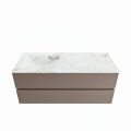 corian waschtisch set vica dlux 120 cm marmor optik becken links Frappe VDX120Smo2LL0Fra