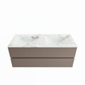 corian waschtisch set vica dlux 120 cm marmor optik doppelbecken Frappe VDX120Smo2LD0Fra