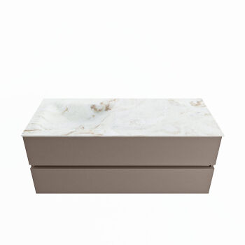 corian waschtisch set vica dlux 120 cm marmor optik becken links Frappe VDX120Smo2LL1Fra