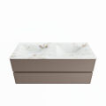 corian waschtisch set vica dlux 120 cm marmor optik doppelbecken Frappe VDX120Smo2LD2Fra