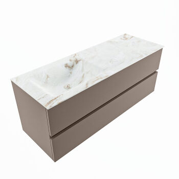 corian waschtisch set vica dlux 130 cm marmor optik becken links Frappe VDX130Smo2LL1Fra