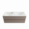 corian waschtisch set vica dlux 120 cm marmor optik doppelbecken Frappe VDX120Smo4LD0Fra