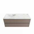 corian waschtisch set vica dlux 120 cm marmor optik becken links Frappe VDX120Smo4LL1Fra