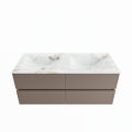 corian waschtisch set vica dlux 120 cm marmor optik doppelbecken Frappe VDX120Smo4LD2Fra