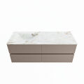 corian waschtisch set vica dlux 130 cm marmor optik becken links Frappe VDX130Smo4LL0Fra