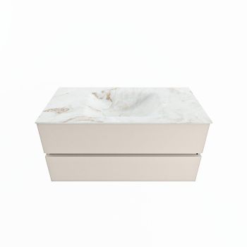 corian waschtisch set vica dlux 100 cm marmor optik becken mittig Frappe VDX100Lin2LM0Fra