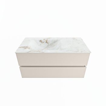 corian waschtisch set vica dlux 100 cm marmor optik becken links Frappe VDX100Lin2LL0Fra