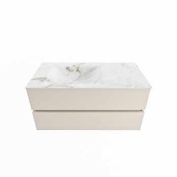 corian waschtisch set vica dlux 100 cm marmor optik becken links Frappe VDX100Lin2LL1Fra