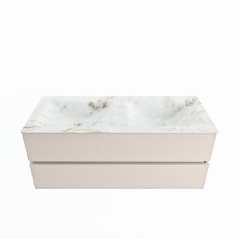 corian waschtisch set vica dlux 120 cm marmor optik doppelbecken Frappe VDX120Lin2LD2Fra