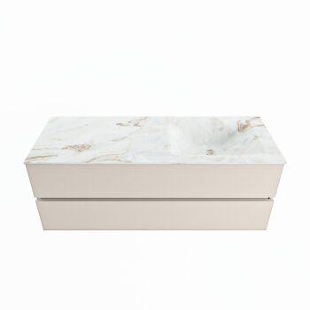 corian waschtisch set vica dlux 130 cm marmor optik becken rechts Frappe VDX130Lin2LR0Fra